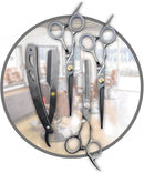 Kit Barbeiro Aço Inox Cabeleireiro Tesouras Navalha Pentes Barbearia Corte Masculino Profissional Barbeiro Cabeleireiro - Linha Premium
