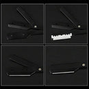 Kit de Barbear Completo com Barbeador e 60 Lâminas Inclusas, Preto