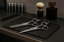 Kit Tesoura Profissional de Cabeleireiro 2 Peças, Aço Inoxidável, Tesoura de Corte 6,0 Polegadas e Tesoura Desfiadeira 5,5 Polegadas, Precisão para Salão e Barbeiro