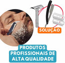 Kit Barbeador Retrô Profissional + Navalha Inox + 5 Lâminas | Acabamento Preciso para Barba e Sobrancelha