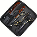 Conjunto profissional de 9 tesouras de cabeleireiro – Kit de tesouras de barbeiro de 15 cm com tesoura de desbaste, pente e estojo de viagem – para adultos, salões de beleza e cuidados com animais de