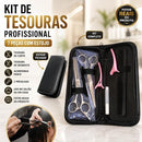 Kit Tesoura Barbeiro Profissional Cabeleireiro Tesouras Dentada e Laser Com Estojo Conjunto Conjunto Completo (Dourado)