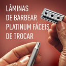 KING C. GILLETTE, Aparelho de Barbear Clássico + 5 Lâminas de barbear com Duplo Fio, aço inoxidável, Barbeador para homens, Cuidado para Barba