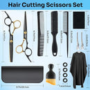AULikY Kit De Tesouras De Corte De Cabelo, 15 Peças, Tesouras Profissionais De Aço Inoxidável Para Cabeleireiro, Tesouras De Desbaste Para Barbeiro/Salão/Casa/Homem/Homens/Mulheres/Crianças/Adultos