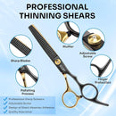 AULikY Kit De Tesouras De Corte De Cabelo, 15 Peças, Tesouras Profissionais De Aço Inoxidável Para Cabeleireiro, Tesouras De Desbaste Para Barbeiro/Salão/Casa/Homem/Homens/Mulheres/Crianças/Adultos