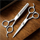 Kit Tesoura Profissional de Cabeleireiro 2 Peças, Aço Inoxidável, Tesoura de Corte 6,0 Polegadas e Tesoura Desfiadeira 5,5 Polegadas, Precisão para Salão e Barbeiro