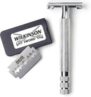 Wilkinson Sword Barbeador de borda dupla para homens com 5 refis de lâminas de barbear de borda dupla